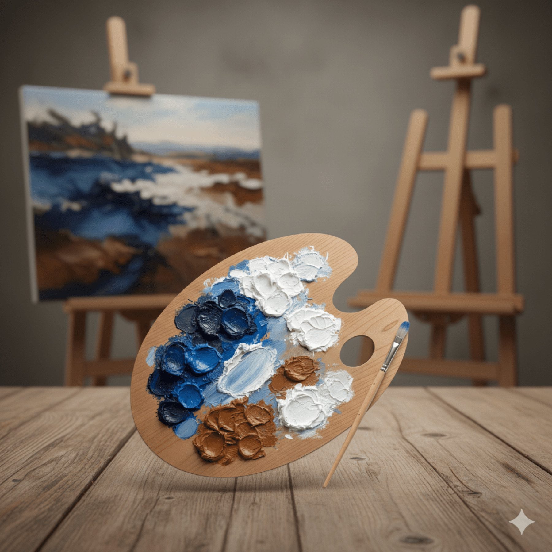 Painting palette and easel